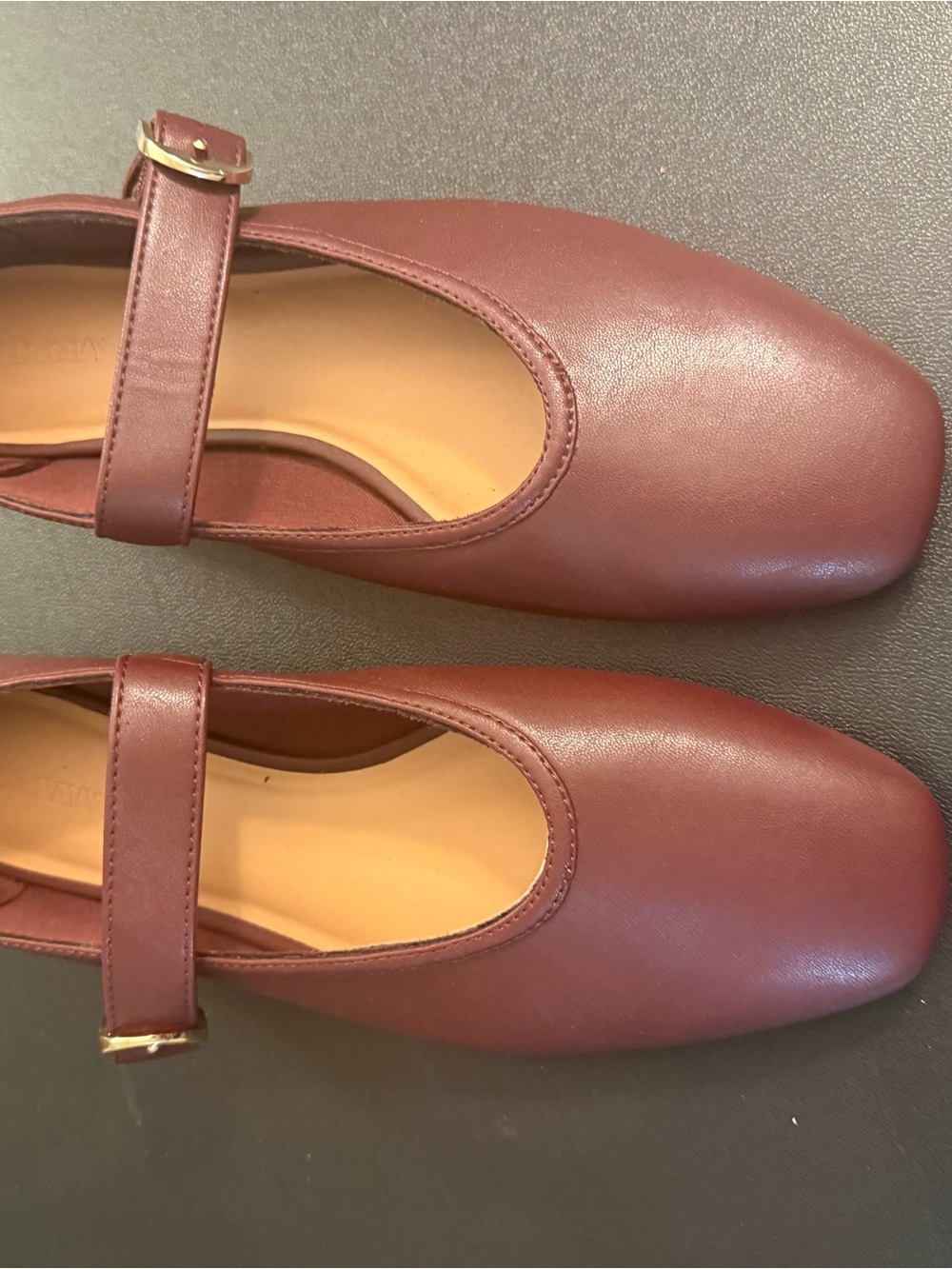 Classic Mary Jane Flats in Burgundy Leather